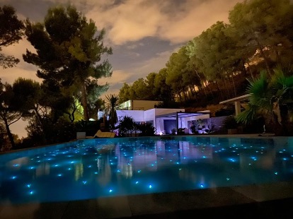 Swimming pool starry lights