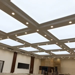 White plain stretch fabric ceiling light