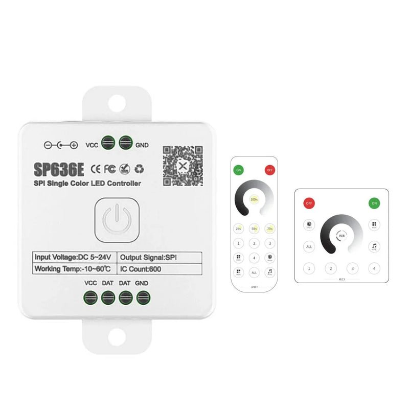 SP636E SPI Single Color LED Controller DC 5V 12V 24V 600 Pixel Light Bluetooth APP Dimmer & 2.4G RF Wireless Touch Remote Panel - Image 1