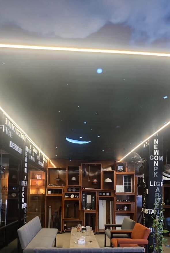 Night themed Starry backlit barrisol stretch fabric sky ceiling