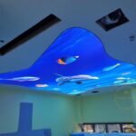 Custom printed stretch fabric ceiling light - Image 3