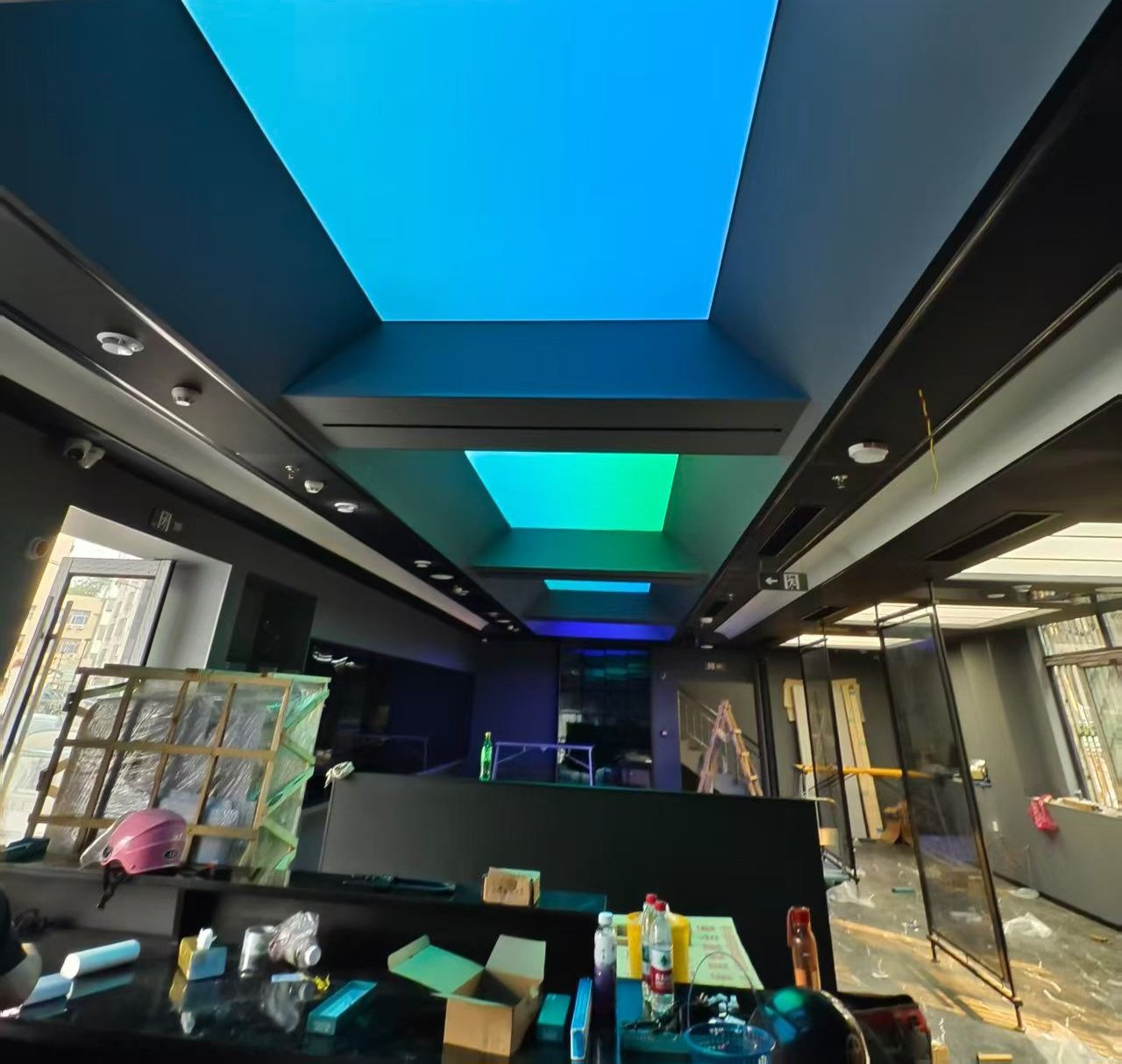 Led rgb backlited stretch fabric ceiling Led rgb dynamic backlited white plain stretch fabric ceiling amd wall panel light - Image 1