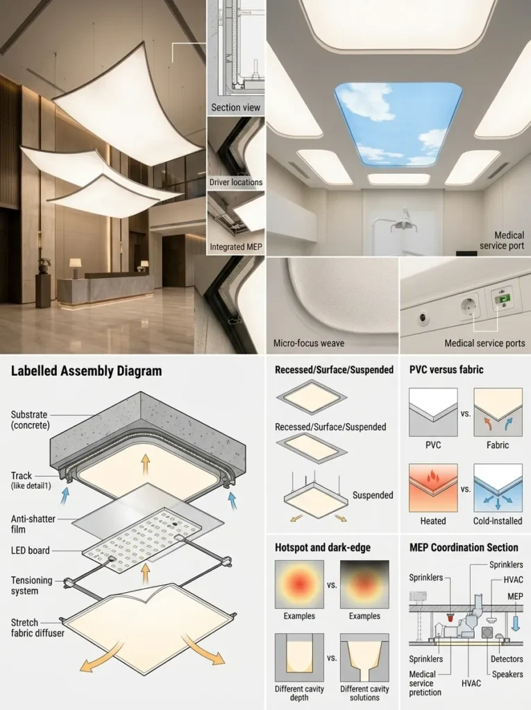 stretch fabric lighting complete infographic guide-installation, guide, types, to-do's
