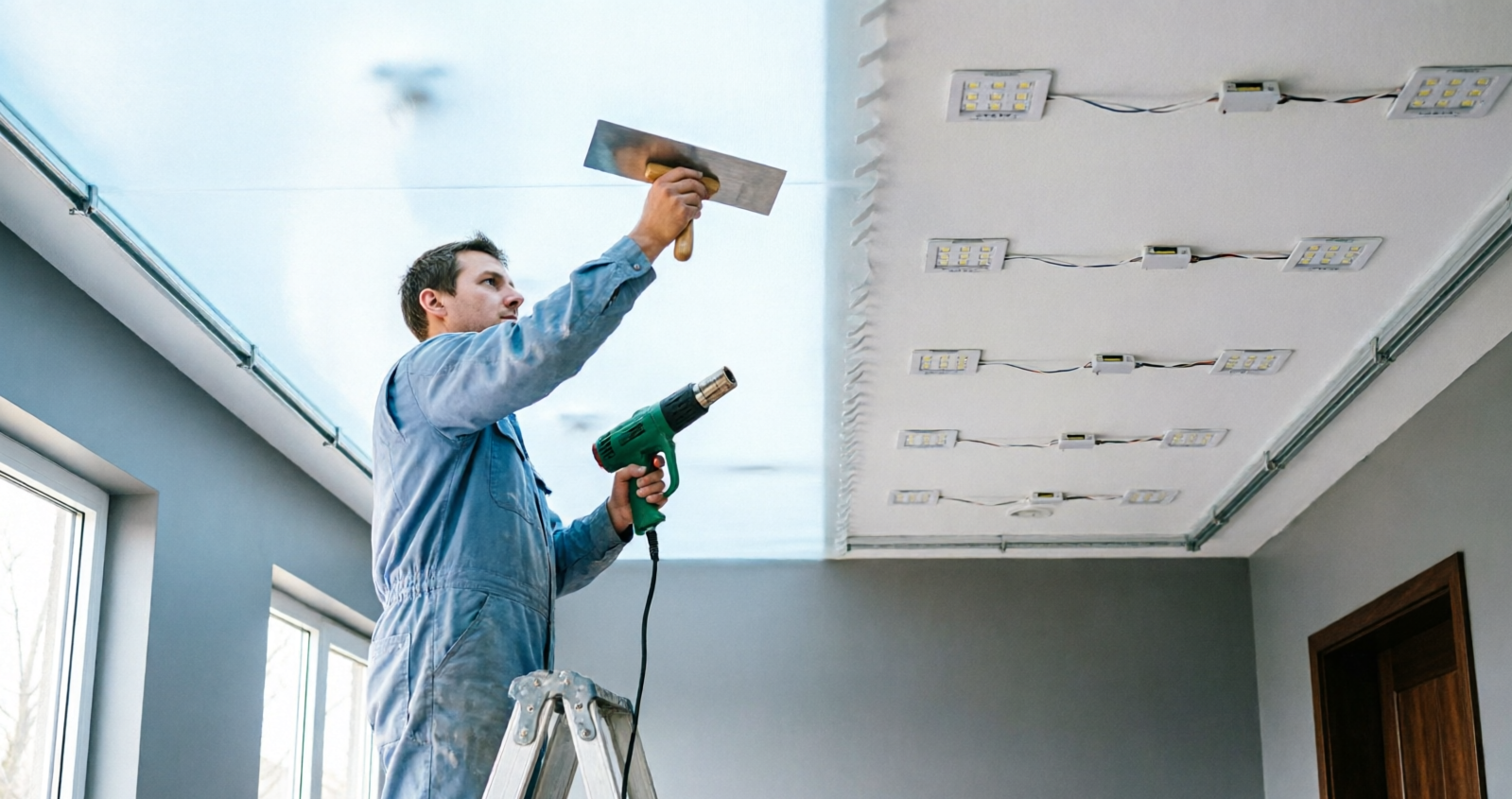 DIY tutorial- how to install stretch fabric ceiling lighting