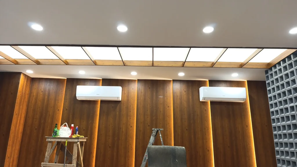 Backlit stretch fabric ceiling lighting project