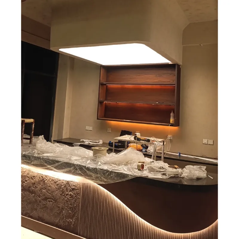 modern stretch ceiling lightbox with curved edges and backlit translucent membrane by Newon Pakistan